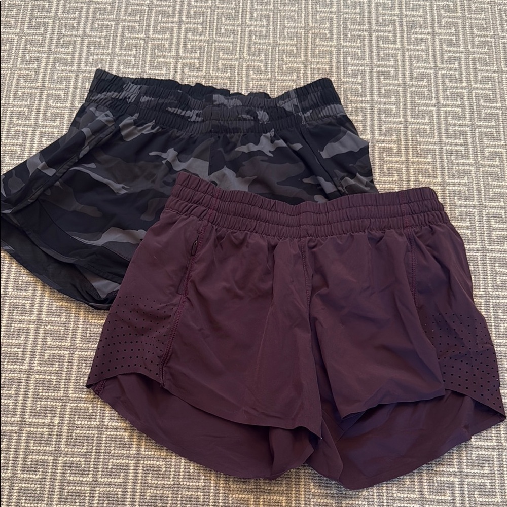 Athleta Black and Gray Athletic Shorts Lightweight Elastic Waist